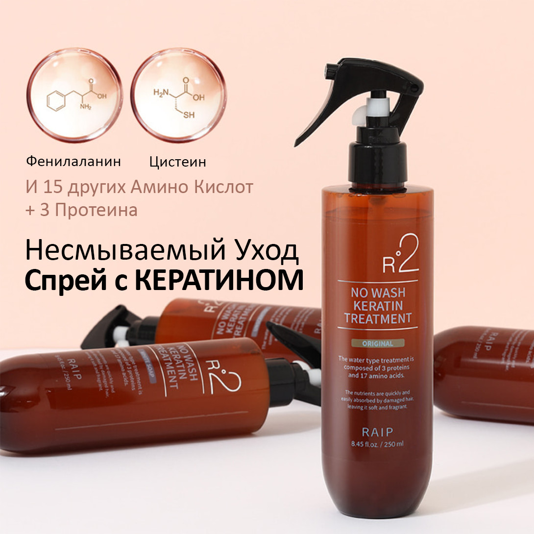 Raip R2 NO WASH KERATIN TREATMENT GRAPEFRUIT — кератиновый спрей для волос, несмываемый спрей для волос, keratin treatment spray — фото 3