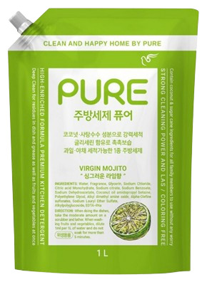 Pigeon Средство для мытья посуды с ароматом лимона и лайма Pure virgin mojito dish detergent — средство для мытья посуды, гель для мытья посуды, жидкость для мытья посуды