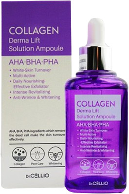 Dr.CELLIO Коллагеновая сыворотка с восстанавливающим действием COLLAGEN DERMA LIFT SOLUTION AMPOULE — коллагеновая сыворотка, сыворотка для лица, ампульная сыворотка