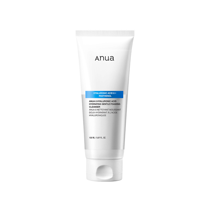 ANUA Мягкая пенка для умывания с гиалуроновой кислотой и пантенолом 8 HYALURONIC ACID HYDRATING GENTLE FOAMING CLEANSER — мягкая пенка для умывания, пенка для лица, очищающая пенка