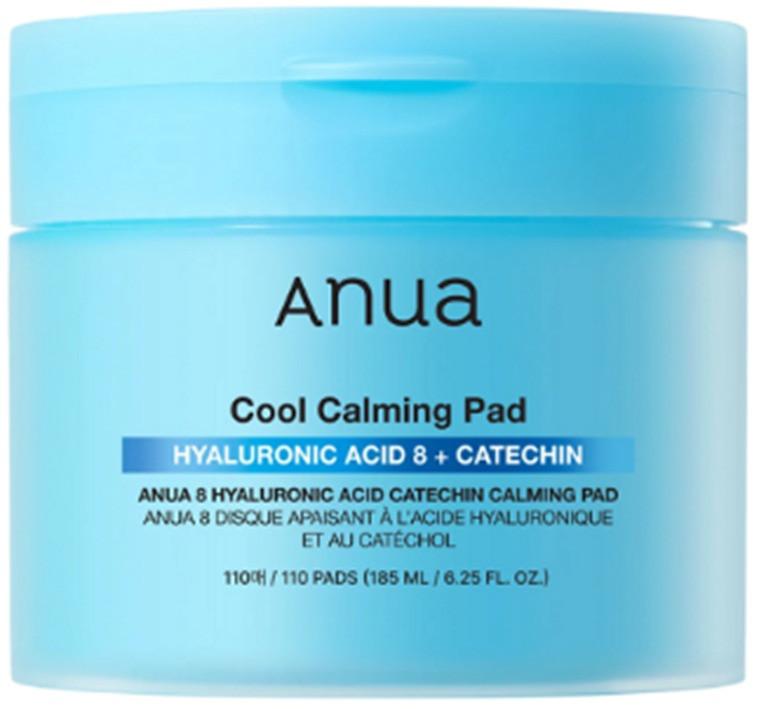 ANUA Успокаивающие и охлаждающие тонер-пэды 8 HYALURONIC ACID CATECHIN CALMING PAD — тонер пэды, пэды для лица, успокаивающие пэды