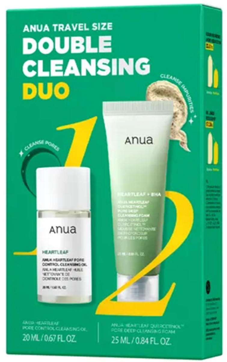 ANUA Мини-набор для двойного очищения в travel-формате TRAVEL SIZE DOUBLE CLEANSING DUO — мини-набор для умывания, travel size double cleansing duo, travel set