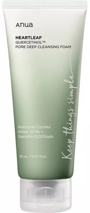 ANUA Пенка-скраб с кверцетинолом очищающая HEARTLEAF QUERCETINOL CLEANSING FOAM — пенка для умывания, очищающая пенка, пенка-скраб