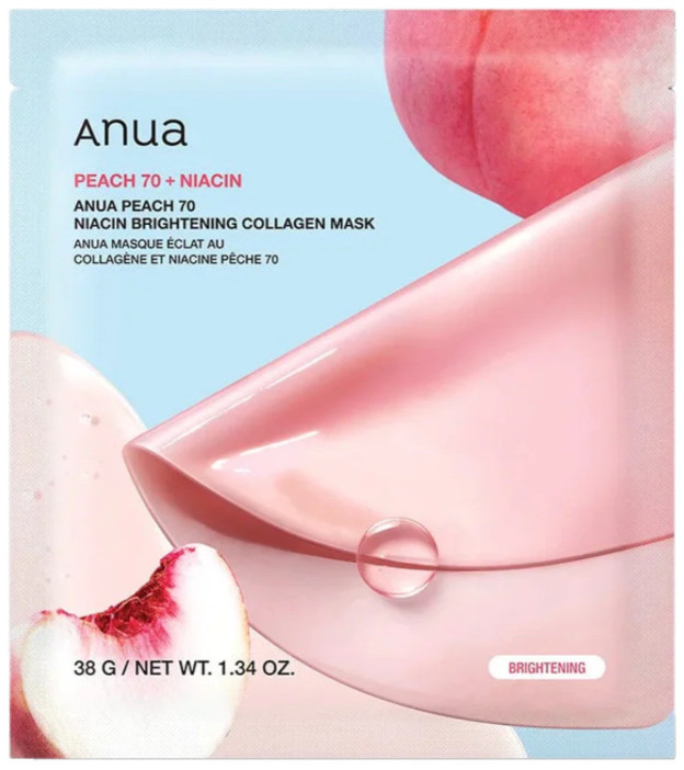 ANUA Гидрогелевая маска с ниацинамидом и персиком  PEACH 70 NIACIN BRIGHTENING COLLAGEN MASK — anua peach 70 niacin brightening collagen mask, ANUA, гидрогелевая маска