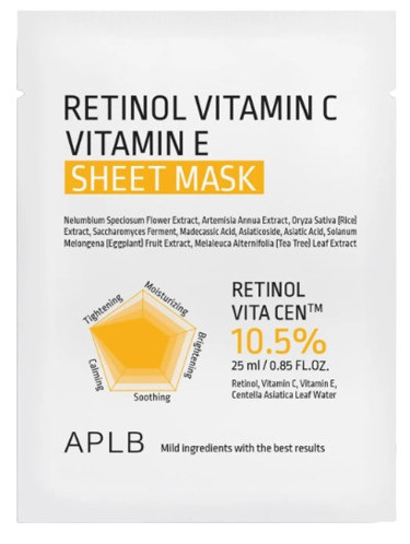 APLB Тканевая маска с ретинолом, витаминами С и Е Retinol Vitamin C Vitamin E Sheet Mask — aplb retinol vitamin c vitamin e sheet mask, APLB, тканевая маска с ретинолом
