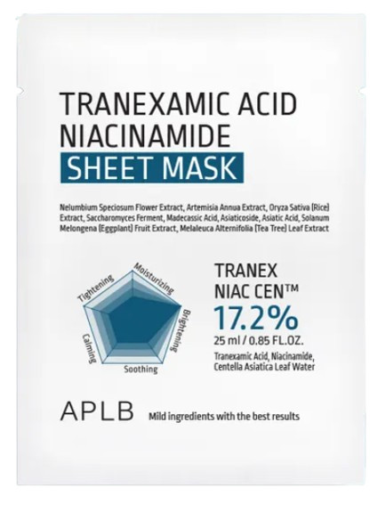 APLB Тканевая маска с транексамовой кислотой и ниацинамидом Tranexamic Acid Niacinamide Sheet Mask — aplb tranexamic acid niacinamide sheet mask, APLB, тканевая маска для лица