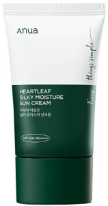 Успокаивающий солнцезащитный крем с хауттюйнией HEARTLEAF SILKY MOISTURE SUNCREAM